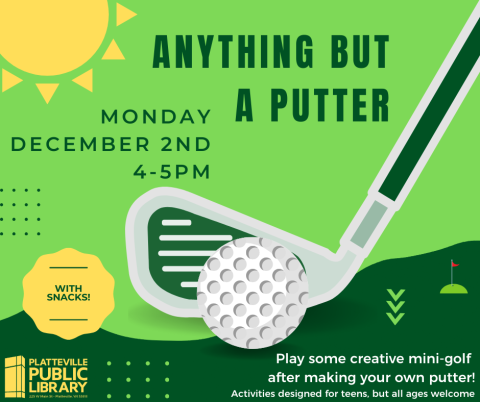 Anything But A Putter poster with golf images