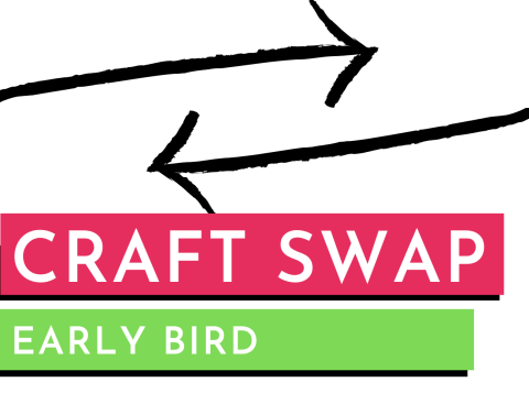 Image of two arrows pointing towards each other. Text reads "Craft Swap Early Bird"